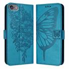 For iPod Touch 7 / 6 / 5 Embossed Butterfly Leather Phone Case(Blue) - 2