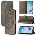 For iPod Touch 7 / 6 / 5 Embossed Butterfly Leather Phone Case(Grey) - 1