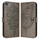 For iPod Touch 7 / 6 / 5 Embossed Butterfly Leather Phone Case(Grey) - 2