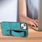 For iPhone 14 Plus Wristband Holder Leather Back Phone Case(Green) - 4