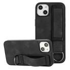 For iPhone 14 Plus Wristband Holder Leather Back Phone Case(Black) - 1