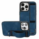 For iPhone 14 Pro Max Wristband Holder Leather Back Phone Case(RoyalBlue) - 1