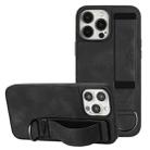 For iPhone 13 Pro Max Wristband Holder Leather Back Phone Case(Black) - 1
