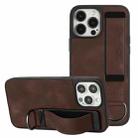 For iPhone 13 Pro Max Wristband Holder Leather Back Phone Case(Coffee) - 1