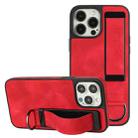 For iPhone 13 Pro Wristband Holder Leather Back Phone Case(Red) - 1