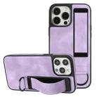 For iPhone 13 Pro Wristband Holder Leather Back Phone Case(Purple) - 1