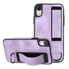 For iPhone XS / X Wristband Holder Leather Back Phone Case(Purple) - 1