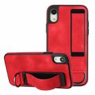 For iPhone XR Wristband Holder Leather Back Phone Case(Red) - 1
