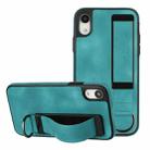 For iPhone XR Wristband Holder Leather Back Phone Case(Green) - 1