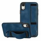 For iPhone XR Wristband Holder Leather Back Phone Case(RoyalBlue) - 1