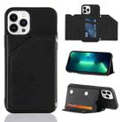 For iPhone 15 Pro Skin Feel PU + TPU + PC Back Cover Shockproof Case(Black) - 1