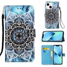 For iPhone 15 Colored Drawing Pattern Plain Weave Leather Phone Case(Undersea Mandala) - 1