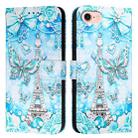 For iPhone SE 2024 Colored Drawing Pattern Plain Weave Leather Phone Case(Tower Butterfly) - 1