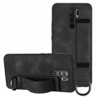 For Xiaomi Redmi 9 Wristband Holder Leather Back Phone Case(Black) - 1