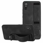 For Xiaomi Redmi 9A Wristband Holder Leather Back Phone Case(Black) - 1