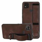 For Xiaomi Redmi 9C Wristband Holder Leather Back Phone Case(Coffee) - 1