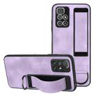 For Xiaomi Redmi 10 Wristband Holder Leather Back Phone Case(Purple) - 1