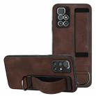 For Xiaomi Redmi 10 Wristband Holder Leather Back Phone Case(Coffee) - 1