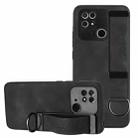 For Xiaomi Redmi 10C Wristband Holder Leather Back Phone Case(Black) - 1