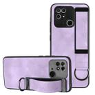 For Xiaomi Redmi 10C Wristband Holder Leather Back Phone Case(Purple) - 1