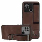 For Xiaomi Redmi 10C Wristband Holder Leather Back Phone Case(Coffee) - 1