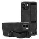 For Xiaomi Redmi A1 Wristband Holder Leather Back Phone Case(Black) - 1