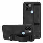 For Xiaomi Redmi A1 Plus Wristband Holder Leather Back Phone Case(Black) - 1