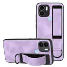 For Xiaomi Redmi A1 Plus Wristband Holder Leather Back Phone Case(Purple) - 1