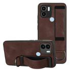 For Xiaomi Redmi A1 Plus Wristband Holder Leather Back Phone Case(Coffee) - 1