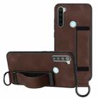 For Xiaomi Redmi Note 8 Wristband Holder Leather Back Phone Case(Coffee) - 1