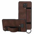 For Xiaomi Redmi Note 9 Pro Wristband Holder Leather Back Phone Case(Coffee) - 1