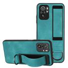 For Xiaomi Redmi Note 10 Wristband Holder Leather Back Phone Case(Green) - 1