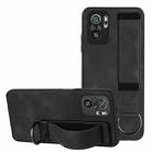 For Xiaomi Redmi Note 10 Wristband Holder Leather Back Phone Case(Black) - 1