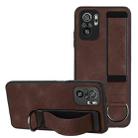 For Xiaomi Redmi Note 10 Wristband Holder Leather Back Phone Case(Coffee) - 1