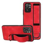 For Xiaomi Redmi Note 10 Pro Wristband Holder Leather Back Phone Case(Red) - 1
