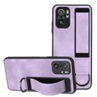 For Xiaomi Redmi Note 10 Pro Wristband Holder Leather Back Phone Case(Purple) - 1