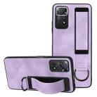 For Xiaomi Redmi Note 11 Wristband Holder Leather Back Phone Case(Purple) - 1
