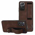 For Xiaomi Redmi Note 11 Wristband Holder Leather Back Phone Case(Coffee) - 1