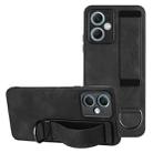 For Xiaomi Redmi Note 12 4G Global Wristband Holder Leather Back Phone Case(Black) - 1