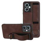 For Xiaomi Redmi Note 12 4G Global Wristband Holder Leather Back Phone Case(Coffee) - 1