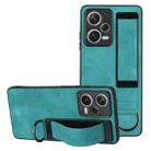 For Xiaomi Redmi Note 12 5G Global Wristband Holder Leather Back Phone Case(Green) - 1