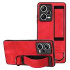 For Xiaomi Redmi Note 12 Pro 5G Global Wristband Holder Leather Back Phone Case(Red) - 1