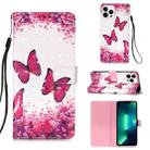 For iPhone 15 Pro Max 3D Painting Horizontal Flip Leather Phone Case(Rose Butterfly) - 1