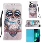 For iPhone 15 Pro 3D Painting Horizontal Flip Leather Phone Case(Grey Owl) - 1