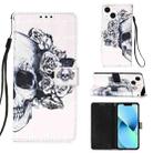 For iPhone 15 3D Painting Horizontal Flip Leather Phone Case(Skull) - 1