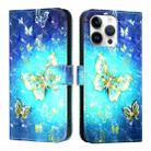 For iPhone 16 Pro Max 3D Painting Horizontal Flip Leather Phone Case(Golden Butterfly) - 2