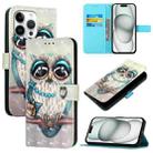 For iPhone 16 Pro Max 3D Painting Horizontal Flip Leather Phone Case(Grey Owl) - 1