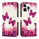 For iPhone 16 Pro Max 3D Painting Horizontal Flip Leather Phone Case(Rose Butterfly) - 2