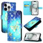 For iPhone 16 Pro 3D Painting Horizontal Flip Leather Phone Case(Golden Butterfly) - 1