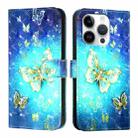 For iPhone 16 Pro 3D Painting Horizontal Flip Leather Phone Case(Golden Butterfly) - 2